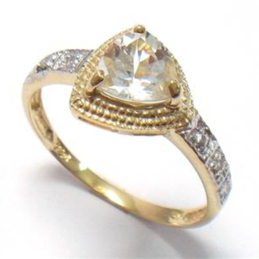 10KT YELLOW GOLD  AQUAMARINE & DIAMOND RING